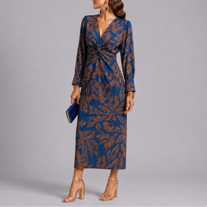 Robe Midi Bohème Fleurie à Taille Twistée pour Femme