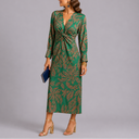 Robe Midi Bohème Fleurie à Taille Twistée pour Femme