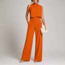 Combinaison Femme Sans Manches à Jambes Larges et Coupe Élégante