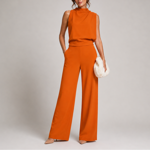 Combinaison Femme Sans Manches à Jambes Larges et Coupe Élégante