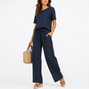 Ensemble Femme Deux Pièces avec Haut à Manches Courtes et Pantalon
