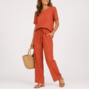 Ensemble Femme Deux Pièces avec Haut à Manches Courtes et Pantalon