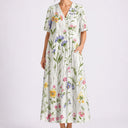 Robe Midi Fleurie Femme à Col V et Manches Courtes