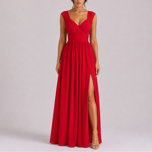 Robe Longue Élégante Femme à Manches en Dentelle