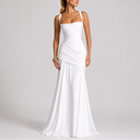 Robe Maxi Élégante Froncée à Encolure Carrée pour Femme