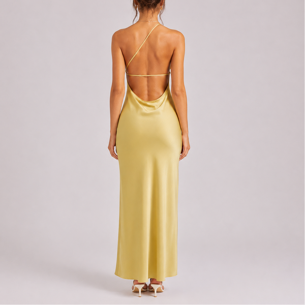 Robe Maxi Satinée Élégante à Une Épaule pour Femme