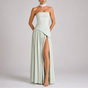 Robe Longue Femme à Dos Nu avec Écharpe Intégrée