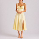 Robe Midi Corset Bleu Marine Femme à Bretelles