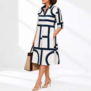 Robe Midi Géométrique Élégante – Sophistiquée et Intemporelle