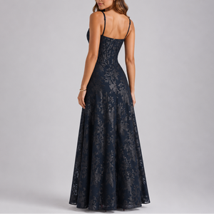 Robe Maxi Corset Brodée Florale pour Femme