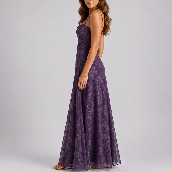 Robe Maxi Corset Brodée Florale pour Femme