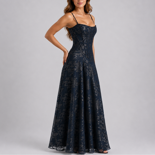 Robe Maxi Corset Brodée Florale pour Femme