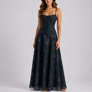 Robe Maxi Corset Brodée Florale pour Femme