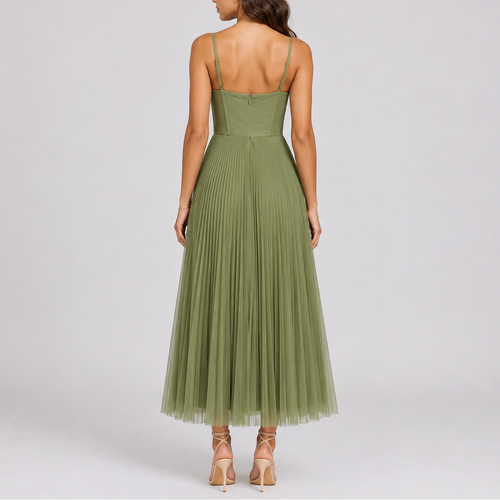 Women’s Elegant Pleated Maxi Dress for Weddings & Events