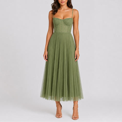 Women’s Elegant Pleated Maxi Dress for Weddings & Events
