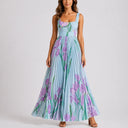 Robe Maxi Fleurie Plissée à Imprimé Jardin pour Femme