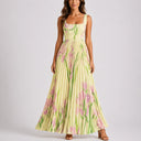 Robe Maxi Fleurie Plissée à Imprimé Jardin pour Femme