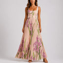 Robe Maxi Fleurie Plissée à Imprimé Jardin pour Femme