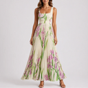 Robe Maxi Fleurie Plissée à Imprimé Jardin pour Femme
