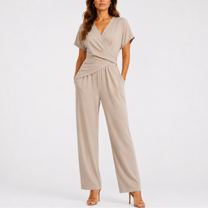 Ensemble Combinaison Élégante Cache-Cœur Deux Pièces pour Femme