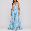 Robe Longue Fleurie Élégante de Soirée pour Femme