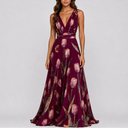 Robe Longue Fleurie Élégante de Soirée pour Femme