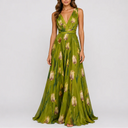 Robe Longue Fleurie Élégante de Soirée pour Femme