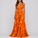 Robe Longue Fleurie Élégante de Soirée pour Femme